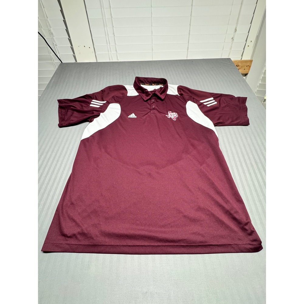 Adidas Texas A&M Aggies Mens Polo Shirt Maroon White SEC Logo Size  XL